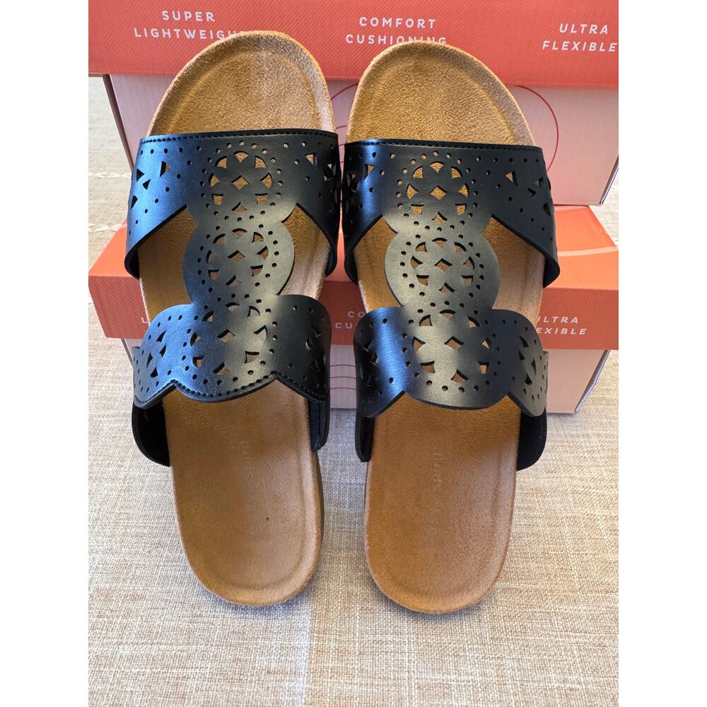 Easy Spirit Brixton 3 - Black Cutout Slide Sandals - SIZES 7.5 and 11 - NEW